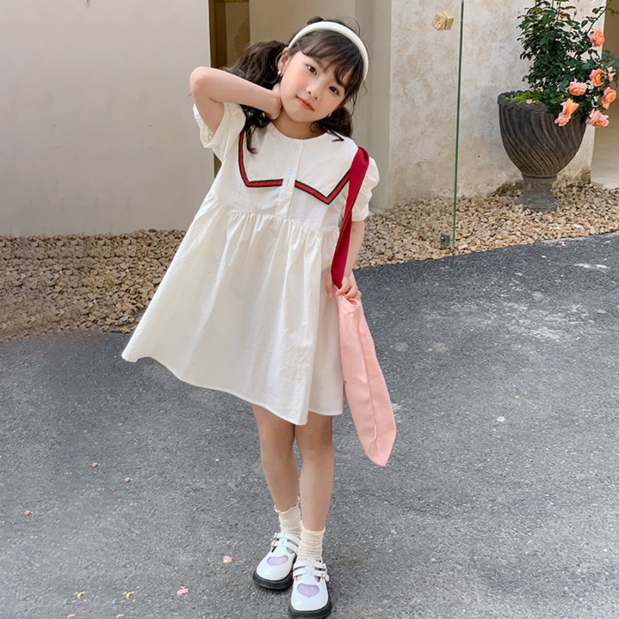 Girls LITTLE POTATO | Girls' Preppy Style Sailor Collor Dress