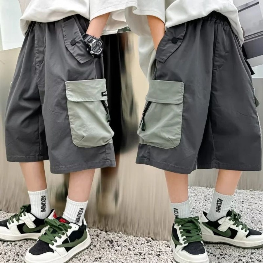 Boys DALANGSHANGPAI | Boys' Casual Cargo Cropped Pants