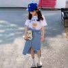 Girls LITTLE POTATO | Girls' Korean Style T-Shirt And Denim Skirt Two Pieces Set T-Shirt + Denim Skirt Two Pieces Set