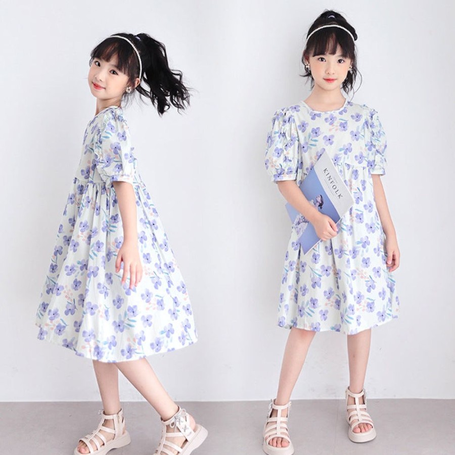 Girls TAKIBABE | Korean Style Girls' Floral Princess Dress Floral Print