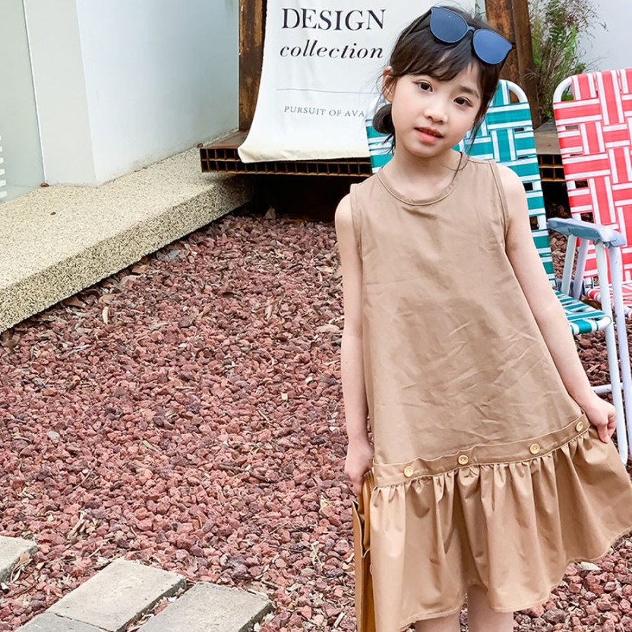 Girls LITTLE POTATO | Girls' Korean Style Ruffled Hem Princess Dress