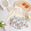 Babies/Toddlers DIANXI | Baby Girl Floral Two-Piece Set Beige & Green Set