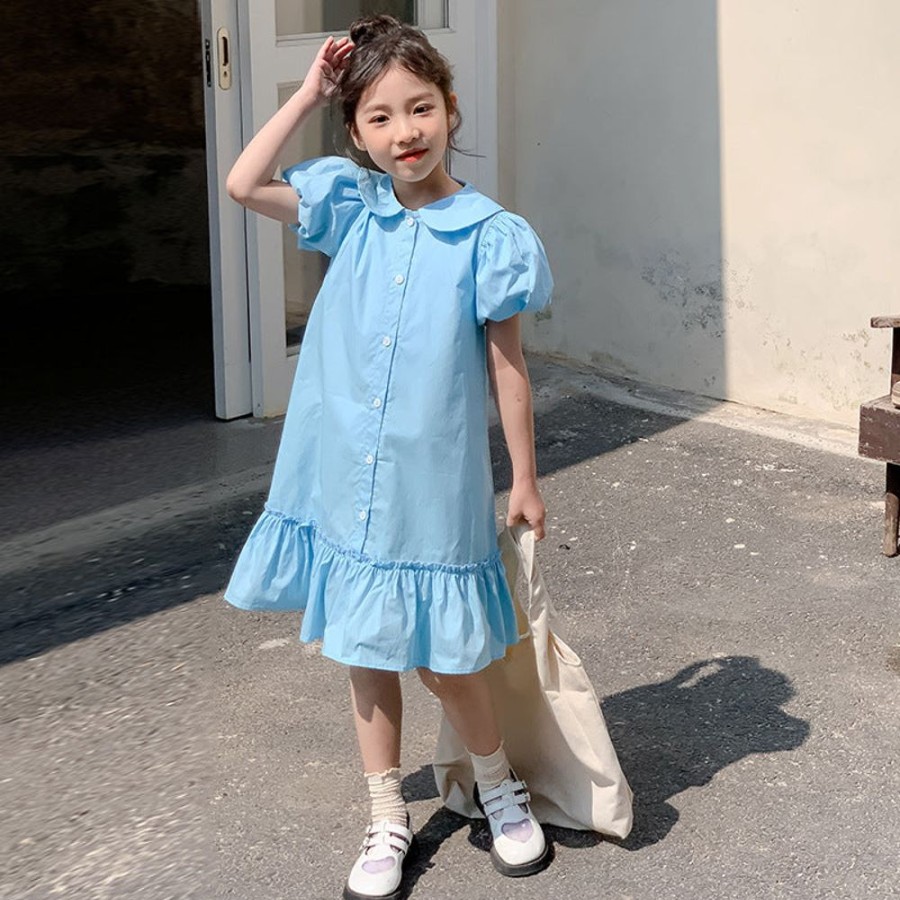 Girls LITTLE POTATO | Girls' Korean Style Flounce Hem Shirt Dress