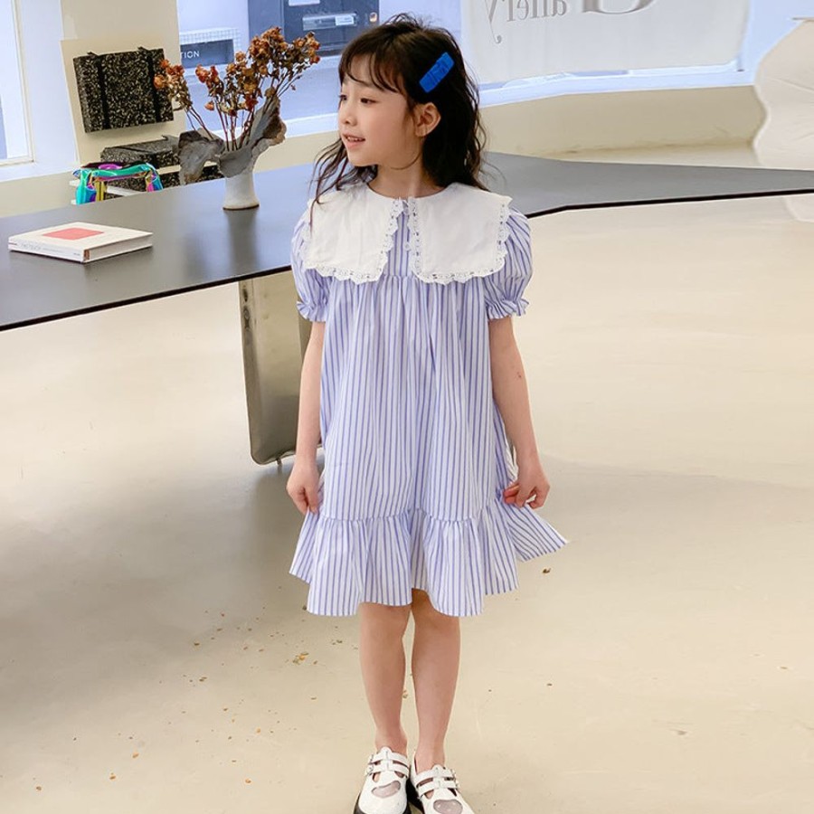 Girls LITTLE POTATO | Girls' Korean Style Striped Princess Dress