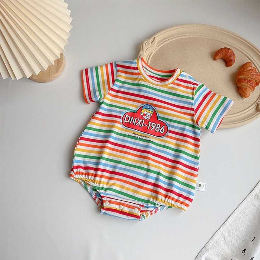 Babies/Toddlers DIANXI | Baby Cartoon Striped Onesie