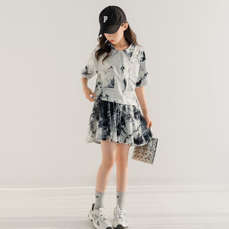 Girls TAKIBABE | Girls' Tie-Dye T-Shirt And Shorts Two Pieces Set