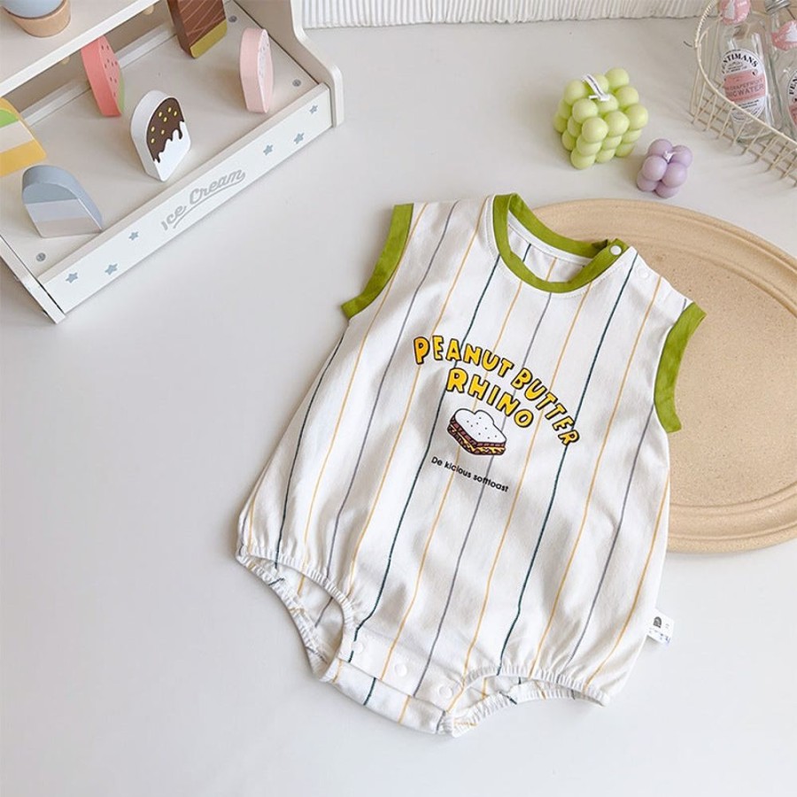 Babies/Toddlers DIANXI | Baby Boy Cartoon Striped Onesie