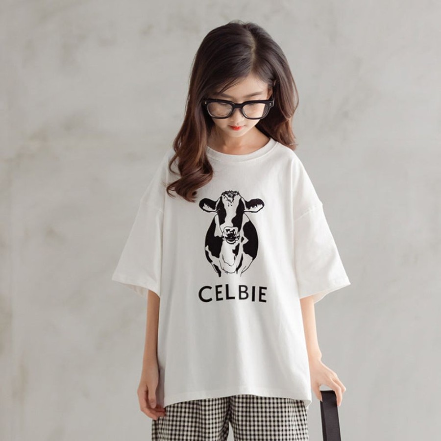 Girls TAKIBABE | Korean Style Girls' Loose Fit And Plaid Capri Outfit