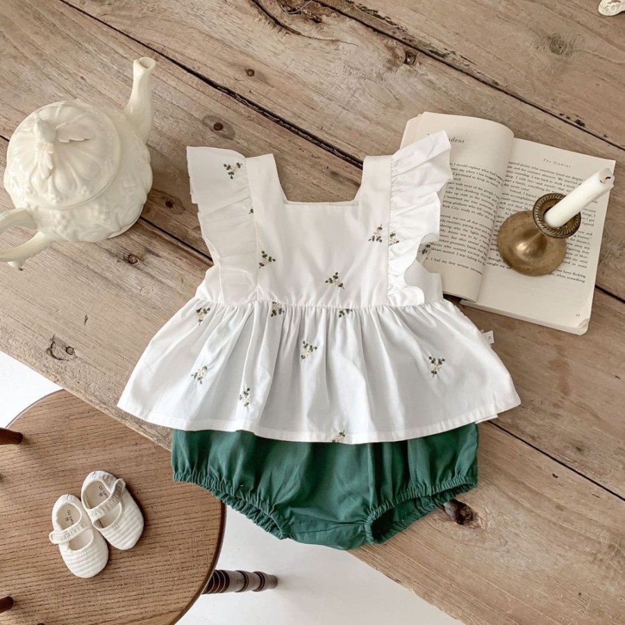 Babies/Toddlers DIANXI | Baby Girl Two-Piece Set White Two-Piece Set