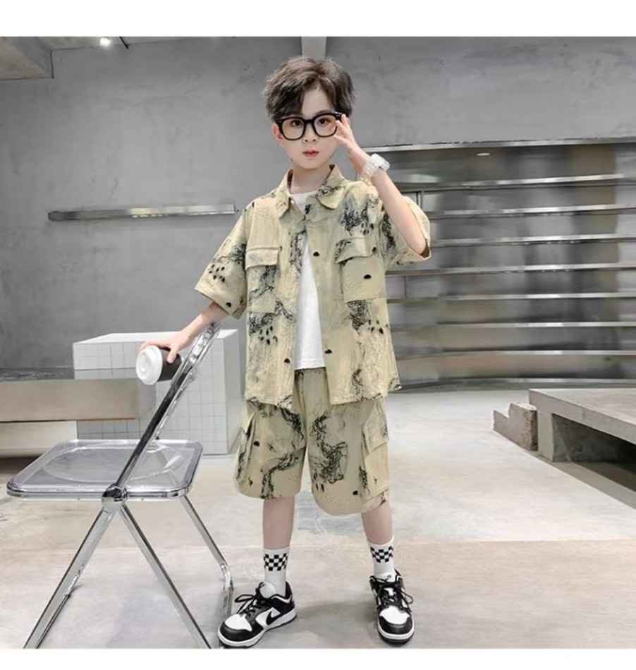 Boys TAOYILE | Boys' Casual Shirt And Shorts Two Pieces Set