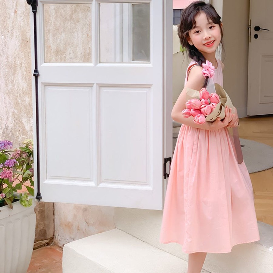 Girls TAKIBABE | Girls' Sleeveless Patchwork Princess Dress