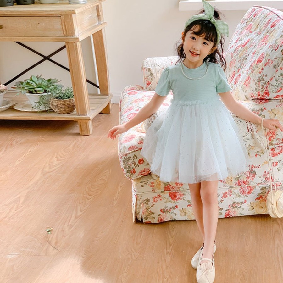 Girls LITTLE POTATO | Girls' Korean Style Patchwork Tulle Dress