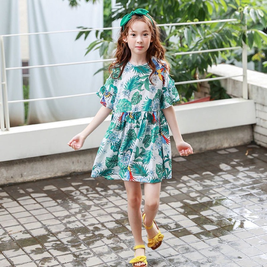 Girls AONUOSI | Girls' Korean Style Floral Beach Dress