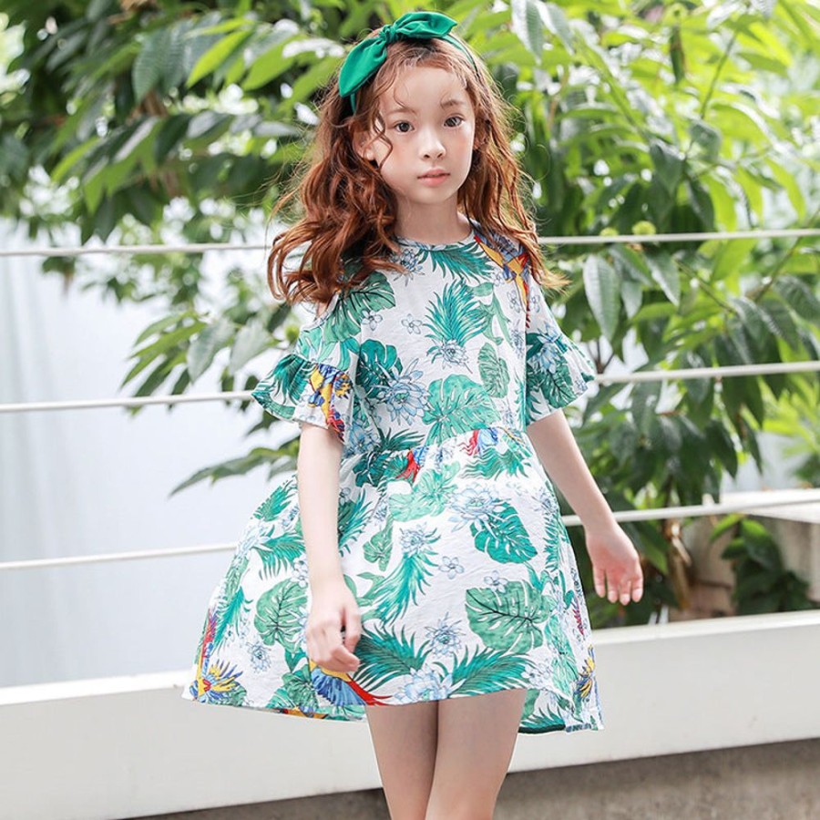 Girls AONUOSI | Girls' Korean Style Floral Beach Dress