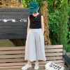 Girls LITTLE POTATO | Girls' Plain Color Tank Top And Striped Wide Leg Pants Two Pieces Set Top + Pants Two Pieces Set