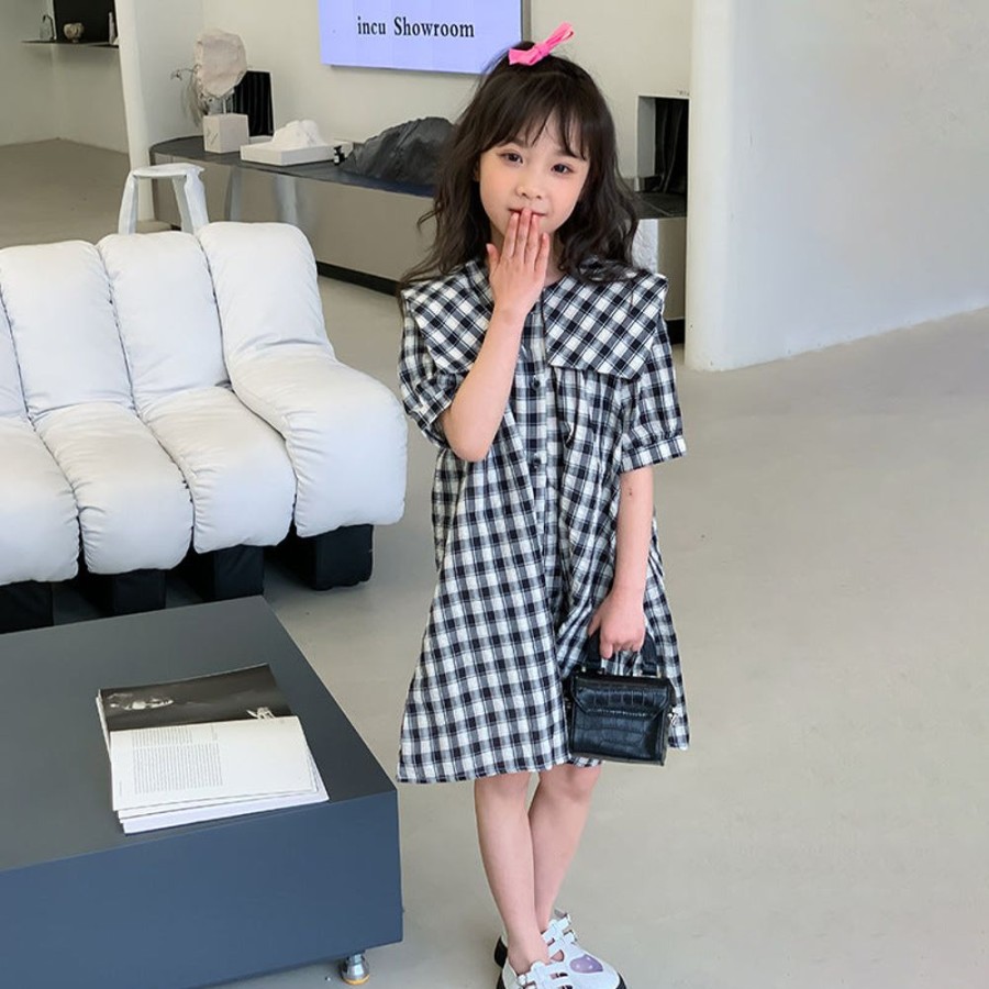 Girls LITTLE POTATO | Girls' Chic Retro Plaid Princess Dress