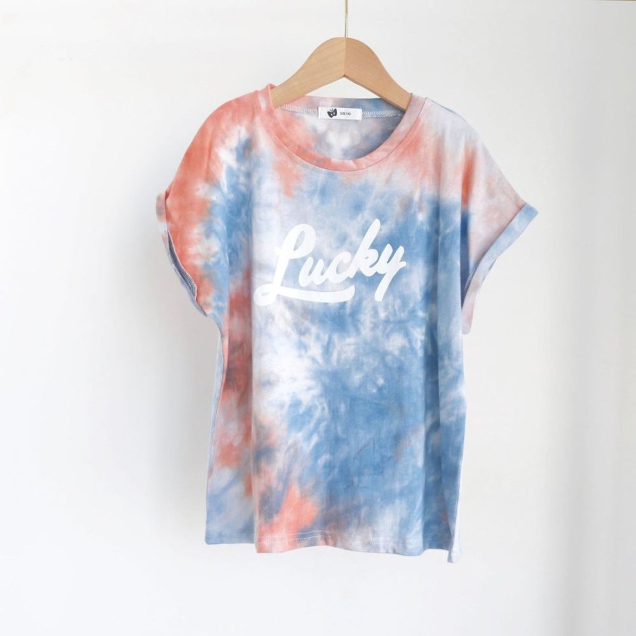 Girls TAKIBABE | Korean Style Girls' Tie-Dye And Denim Wide-Leg Outfit