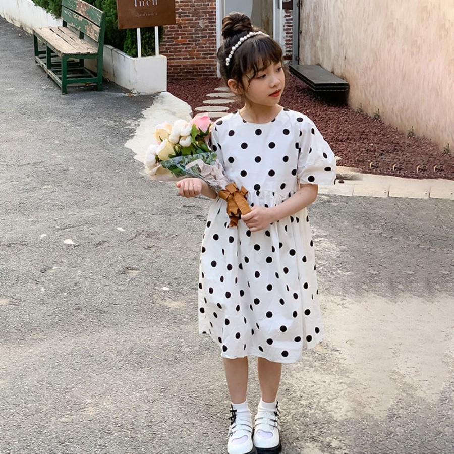 Girls LITTLE POTATO | Girls' Korean Style Polka Dot Princess Dress