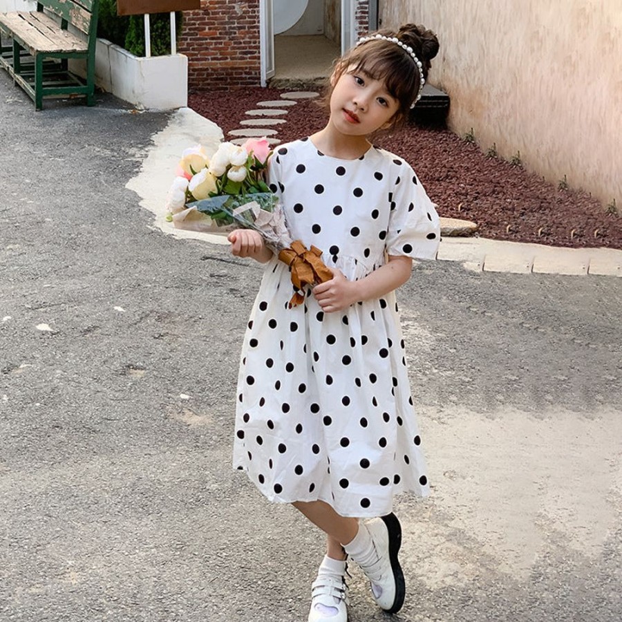 Girls LITTLE POTATO | Girls' Korean Style Polka Dot Princess Dress