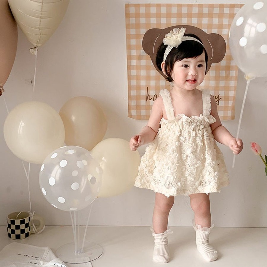 Babies/Toddlers DIANXI | Baby Girl Tulle Onesie Dress With Hairband Apricot (With Free Hairband)