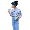 Girls LITTLE POTATO | Girls' Polka Dot Blouse And Denim Pants Two Pieces Set Blouse + Denim Pants Two Pieces Set