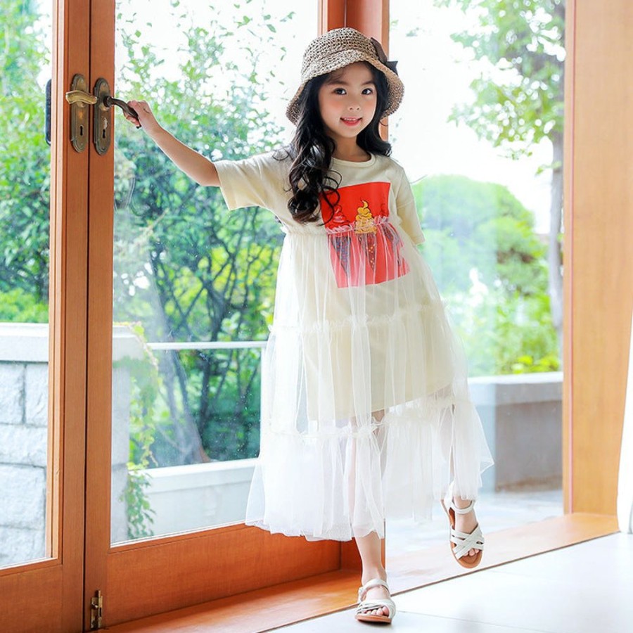 Girls AONUOSI | Girls' Korean Style Mesh Princess Dress