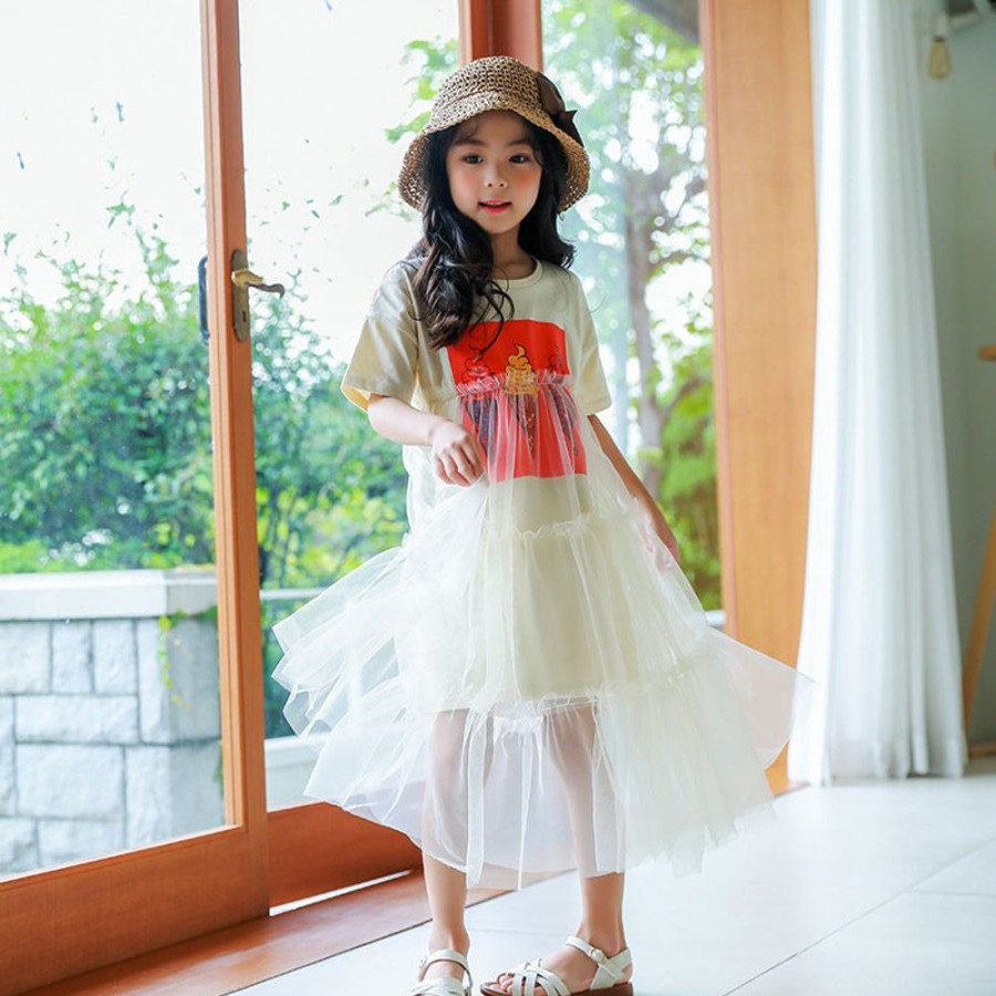 Girls AONUOSI | Girls' Korean Style Mesh Princess Dress