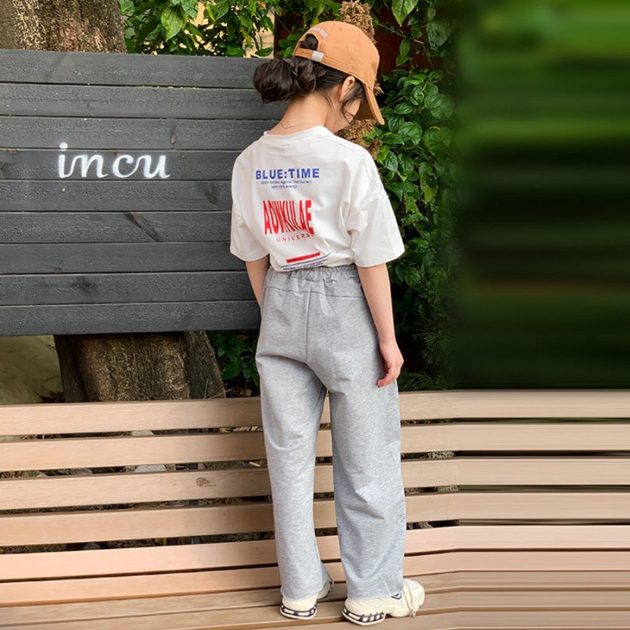 Girls LITTLE POTATO | Girls' Chic T-Shirt And Straight Pants Two Pieces Set T-Shirt + Straight Pants Two Pieces Set