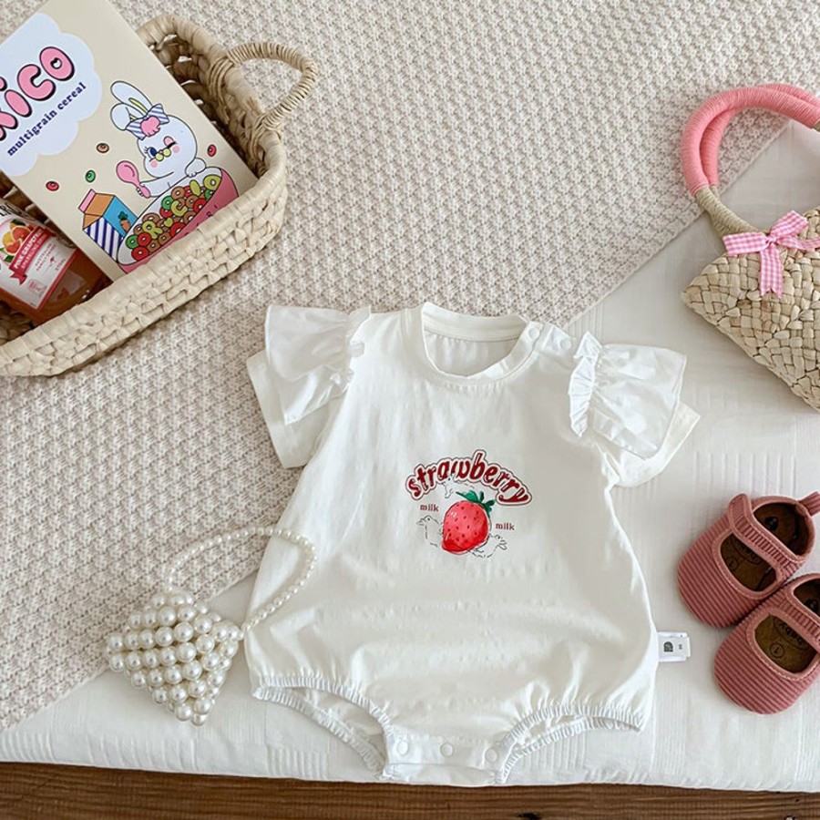 Babies/Toddlers DIANXI | Baby Girl Strawberry Onesie