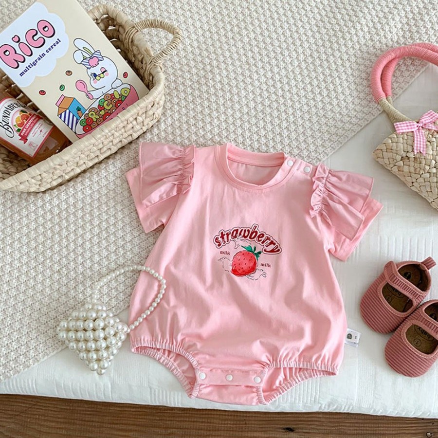 Babies/Toddlers DIANXI | Baby Girl Strawberry Onesie