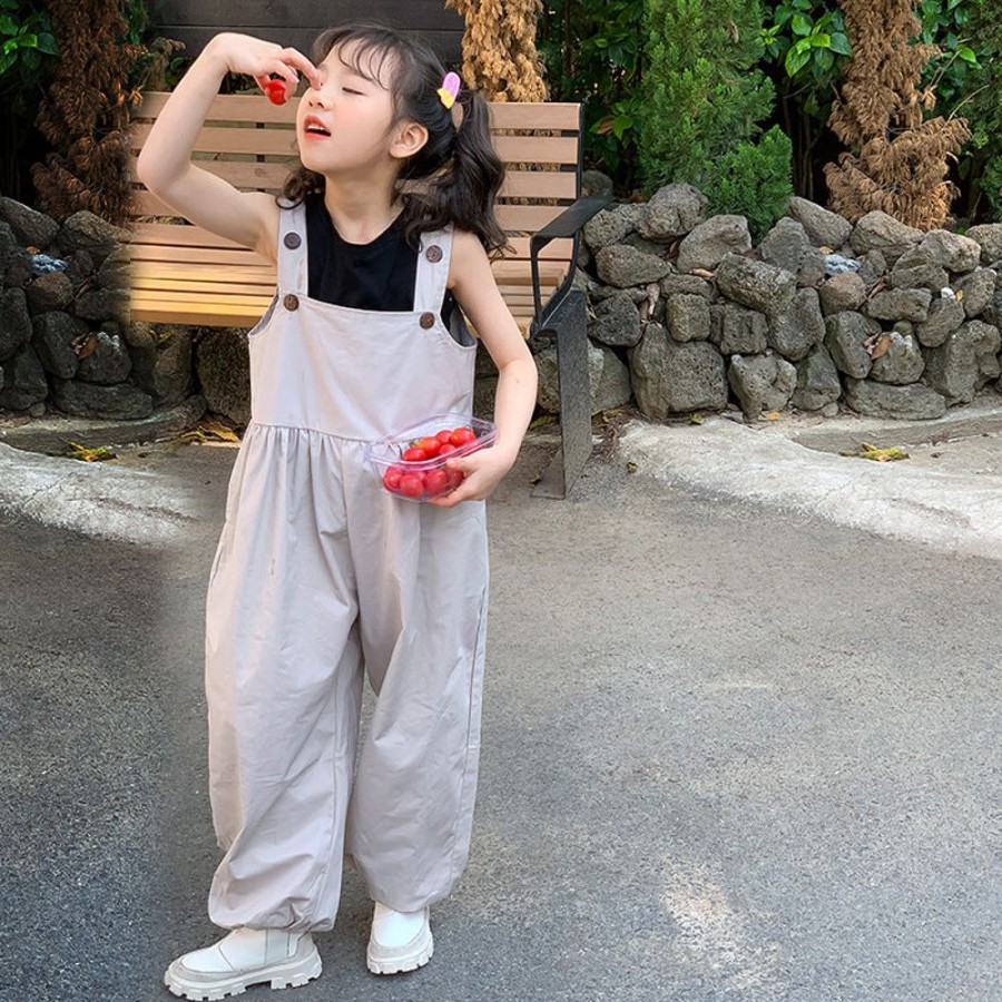 Girls LITTLE POTATO | Girls' Korean Style Tank Top And Suspender Pants Two Pieces Set Tank Top + Suspender Pants Two Pieces Set