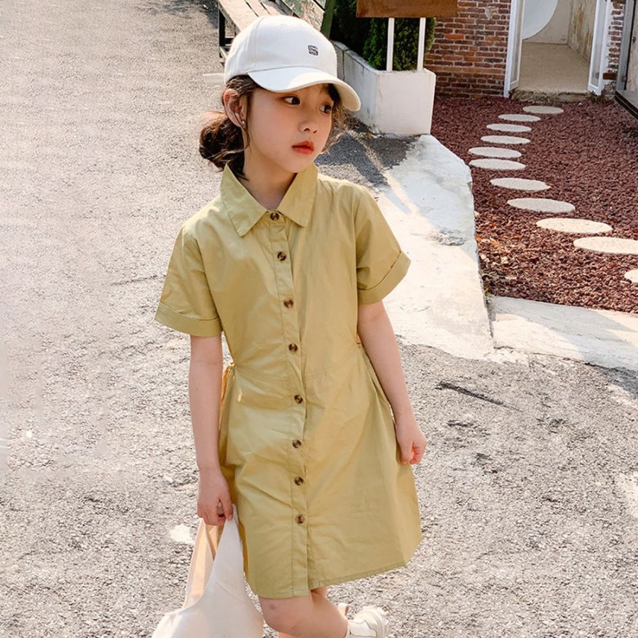 Girls LITTLE POTATO | Girls' Casual Preppy Style Shirt Dress