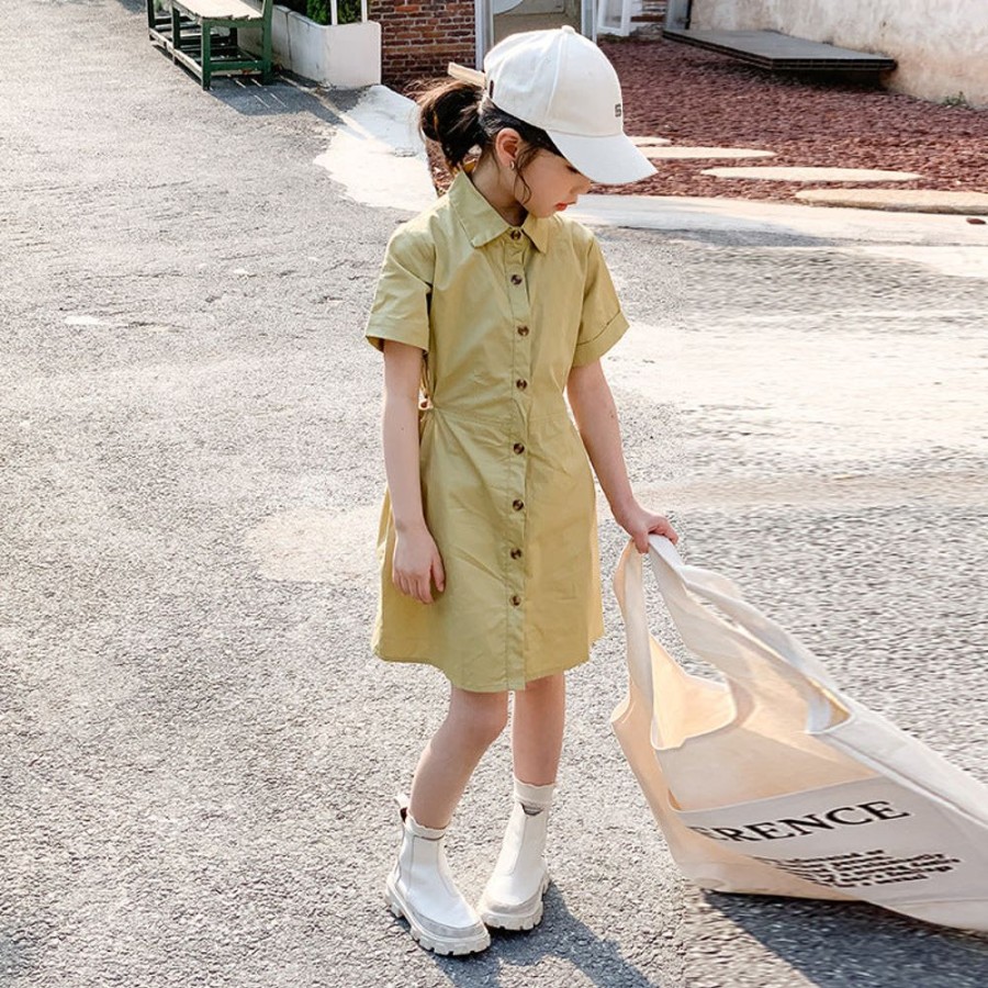 Girls LITTLE POTATO | Girls' Casual Preppy Style Shirt Dress