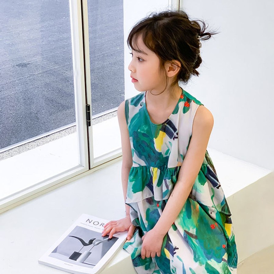 Girls LITTLE POTATO | Girls' Korean Style Graffiti Sundress