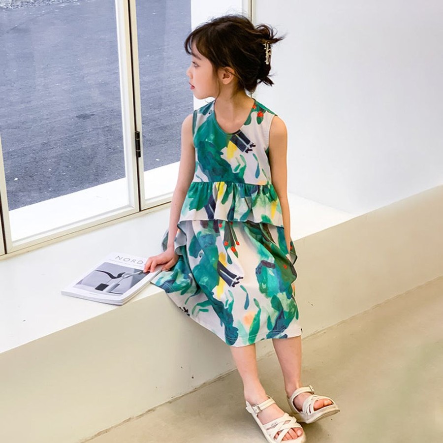 Girls LITTLE POTATO | Girls' Korean Style Graffiti Sundress