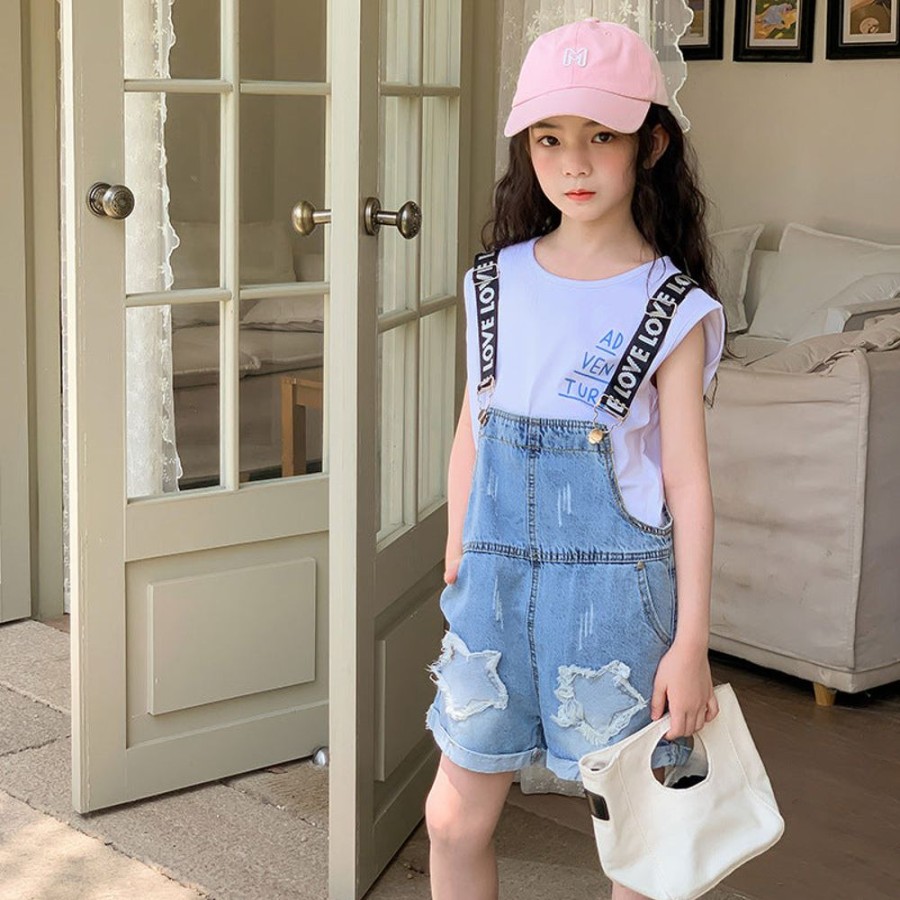 Girls LITTLE POTATO | Korean Style Girls' Two Pieces Set Suspender Pants + T-Shirt Two Pieces Set