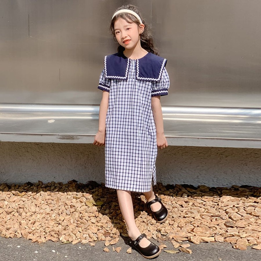 Girls LITTLE POTATO | Girls' Korean Style Plaid Princess Dress