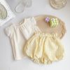 Babies/Toddlers DIANXI | Baby Girl Top And Shorts Two-Piece Set Beige And Yellow Color Set